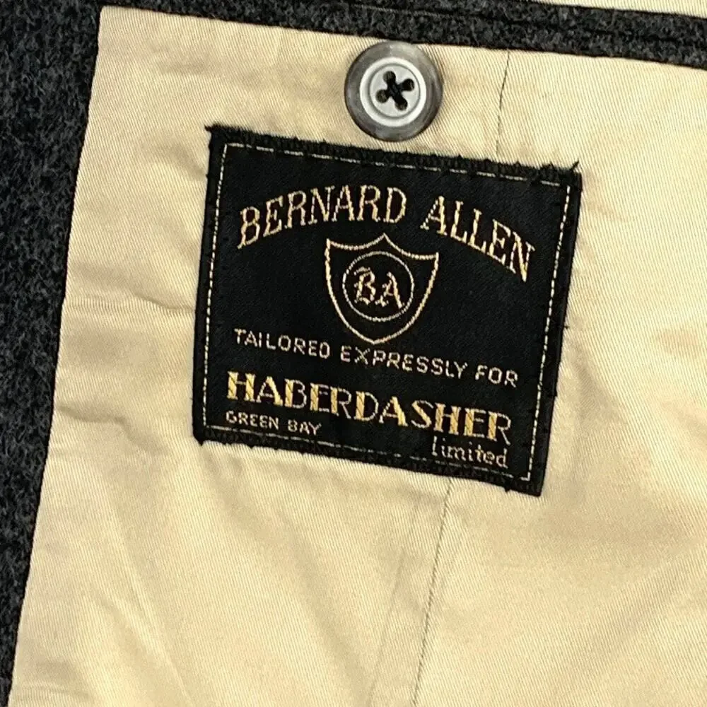 VTG Bernard Allen 100% Wool Heather Gray Blazer/Sports Coat Mens Size 42 Regular